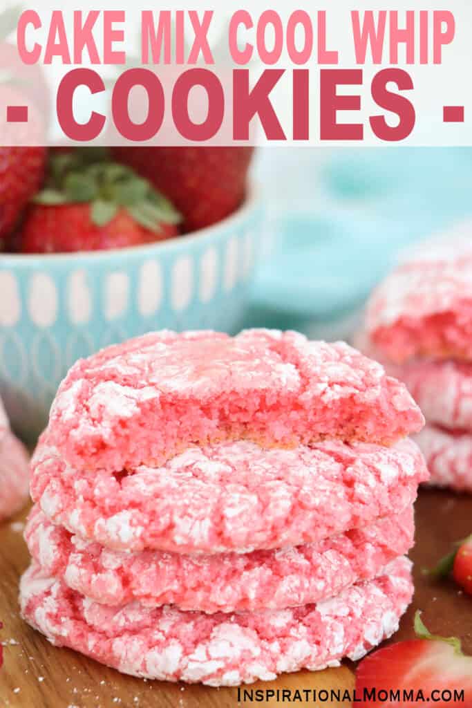 Closeup shot of stack of cake mix Cool Whip cookies