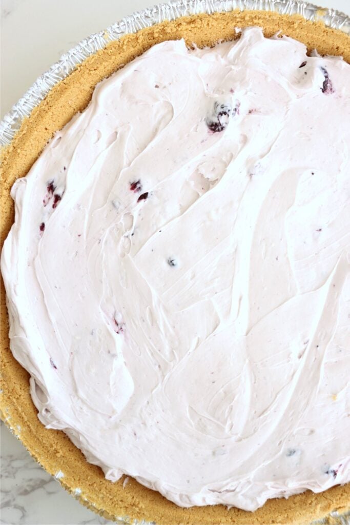 Overhead shot of blueberry cream cheese pie